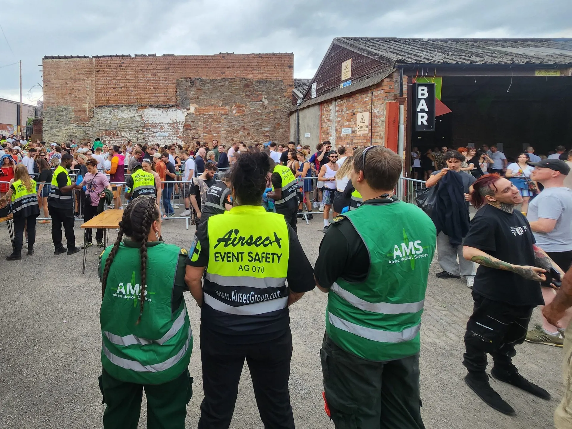 Airsec medical and event safety staff overseeing a busy crowd